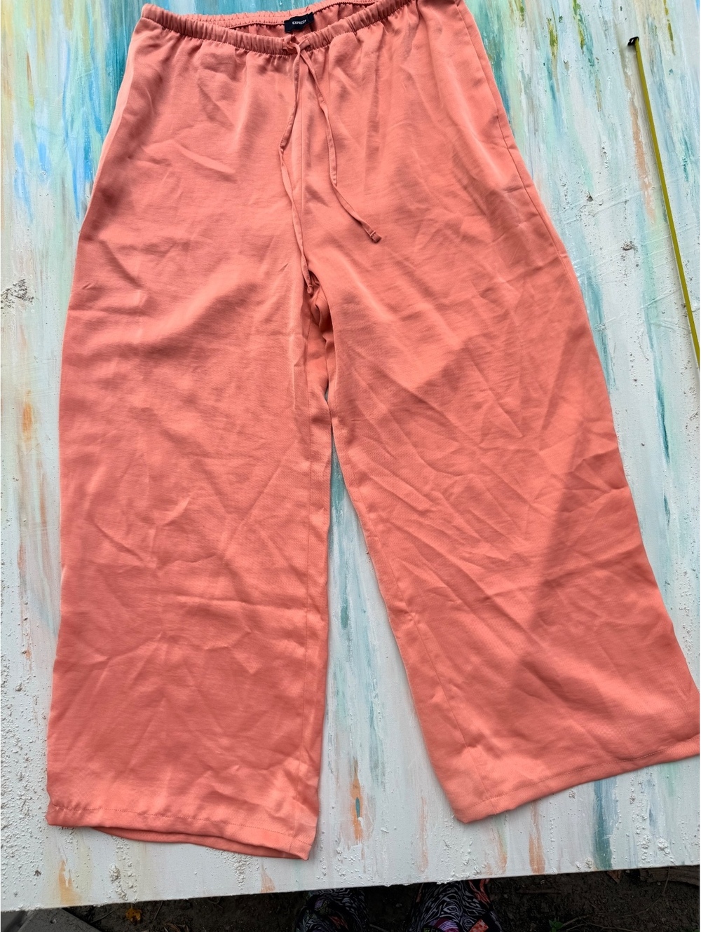 Satiny dusty rose wide leg Express pants size S